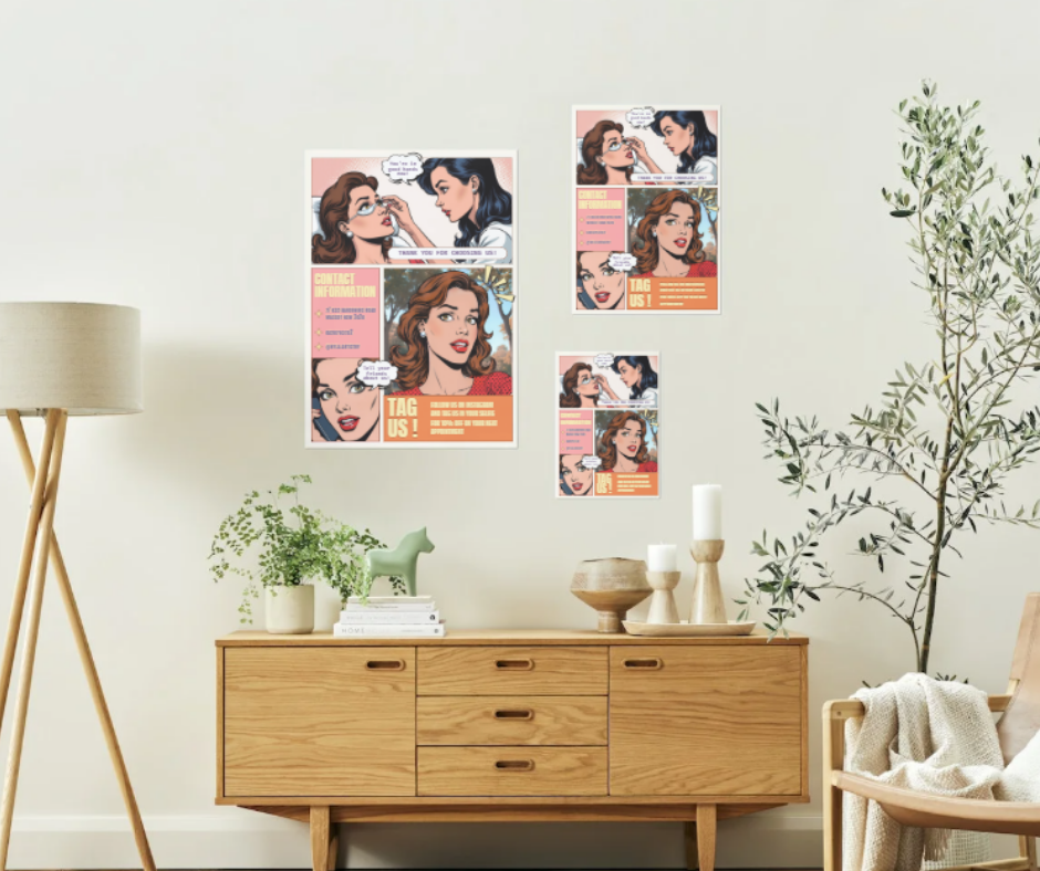 Nyla Artistry illustrated policy materials displayed in an interior mockup